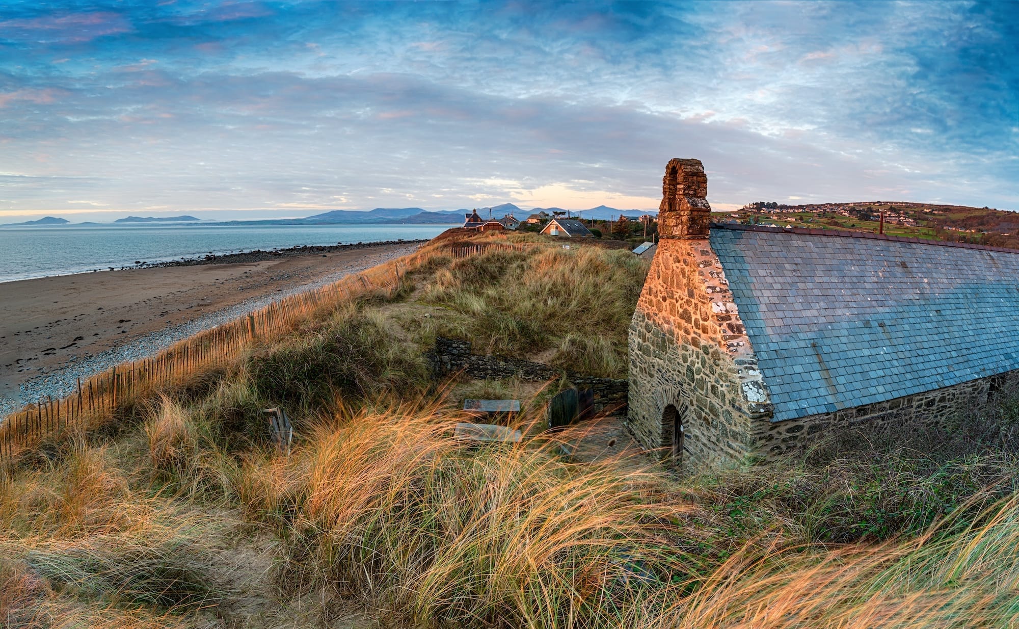 St Tanwg's church on the beach in Llandanwg.